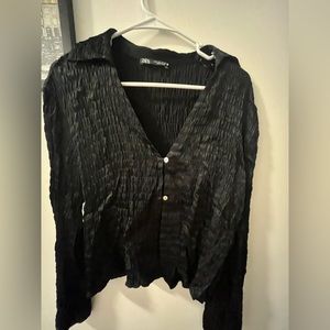 Zara long sleeve collared button down - black size L